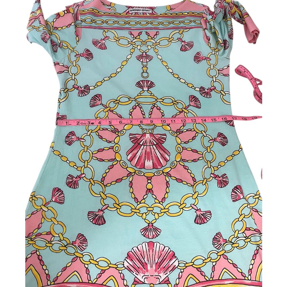 Barbara Gerwit Printed Dress Shells Chains Resort Wear Coastal Women's Sz Medium - Picture 11 of 15